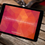 Tablet Hand Mockup Wooden Blurred Background
