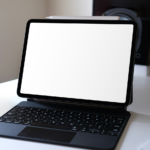 Tablet on Keyboard Stand Mockup