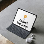 Tablet with Keyboard Mockup