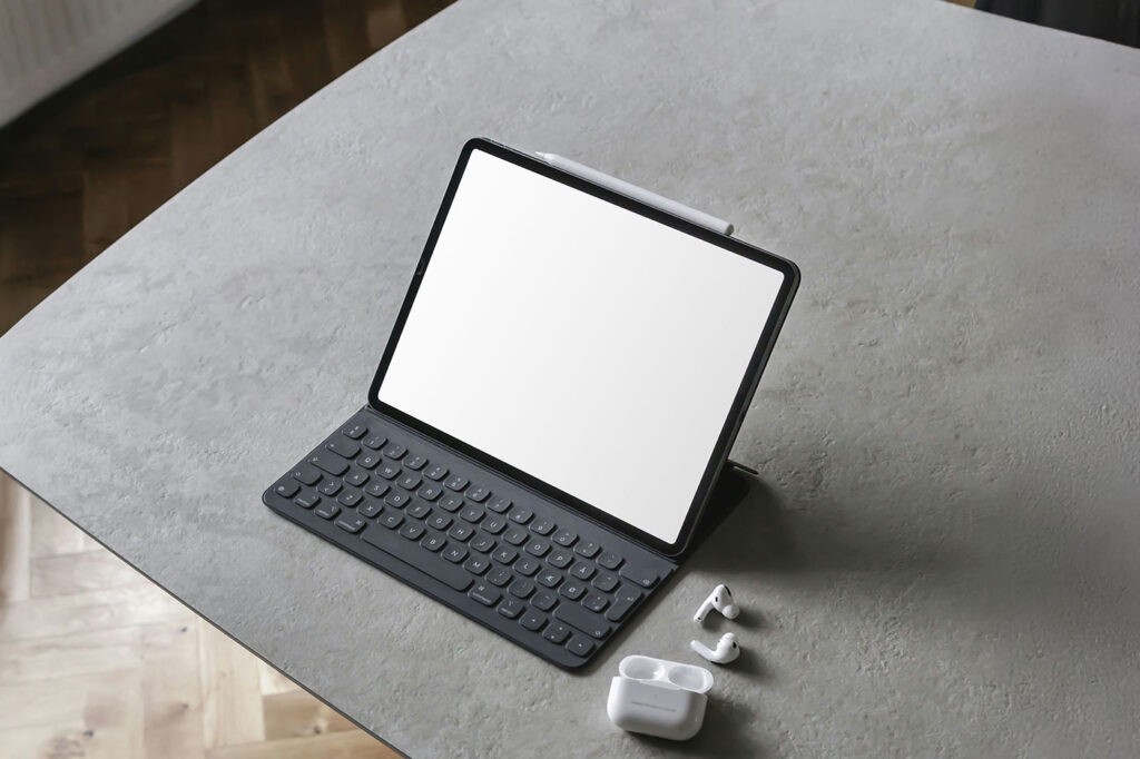 Tablet with Keyboard Mockup