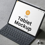 Tablet with Keyboard Mockup