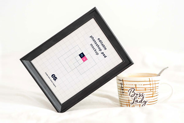Tabletop Photo Frame Mockup in Front View