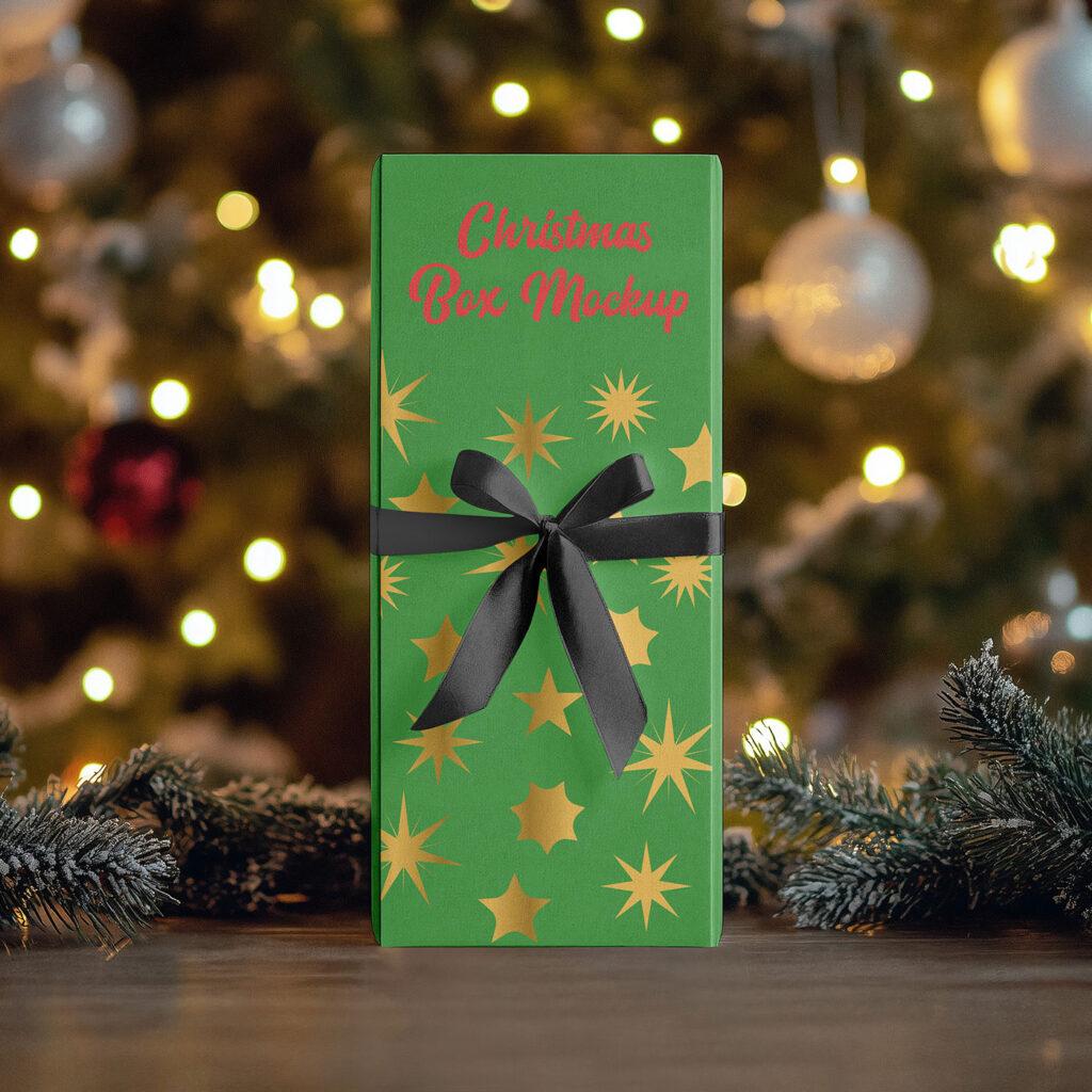 Tall Christmas Box Mockup