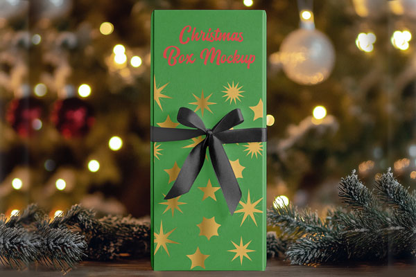 Tall Christmas Box Mockup