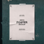 Taped Wall Poster Mockup