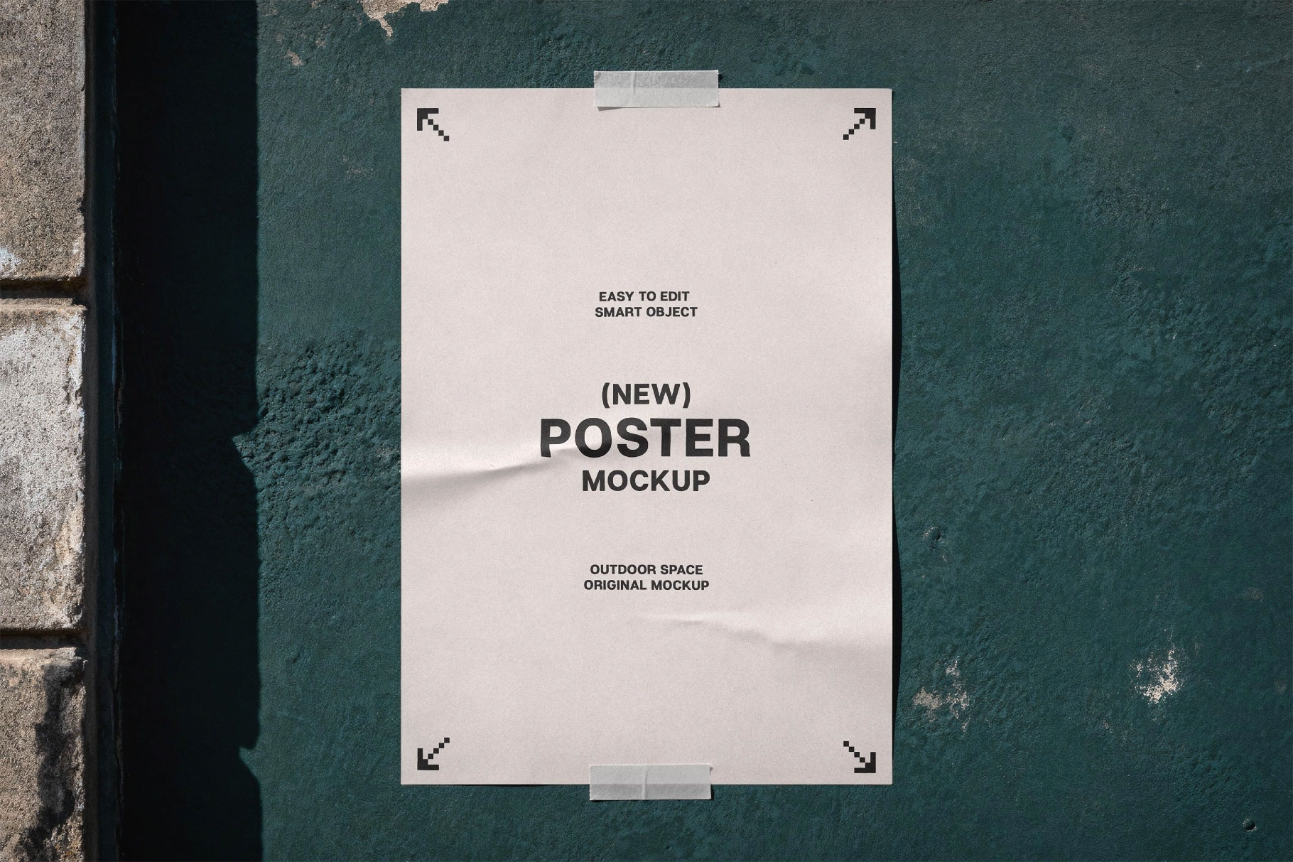 Free Taped Wall Poster Mockup PSD Template