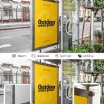 Telephone Booth Advertising Banner Mockup in Perspective