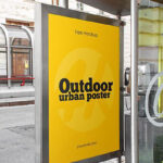 Telephone Booth Advertising Banner Mockup in Perspective