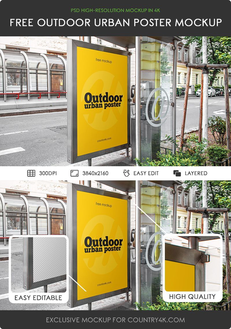 Telephone Booth Advertising Banner Mockup in Perspective FREE PSD