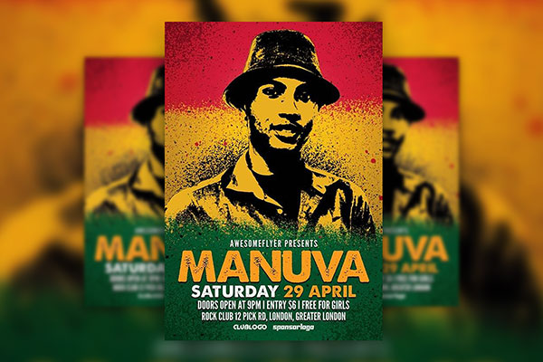 Template of a Reggae Artist Flyer with Grunge Style