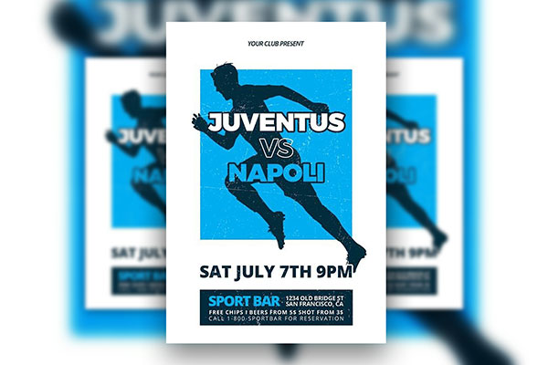Template of a Soccer Game Flyer with a Wear-Out Look