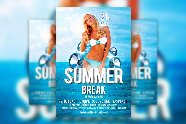 Flyer Template of an Upbeat Summer Break Party