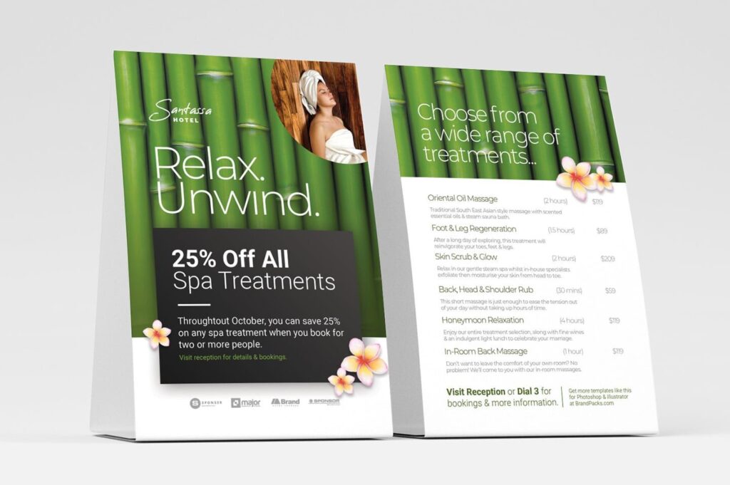 Templates of Double-Sided Spa Flyers