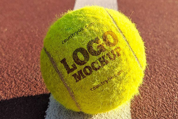 Tennis Ball Logo Mockup in Court
