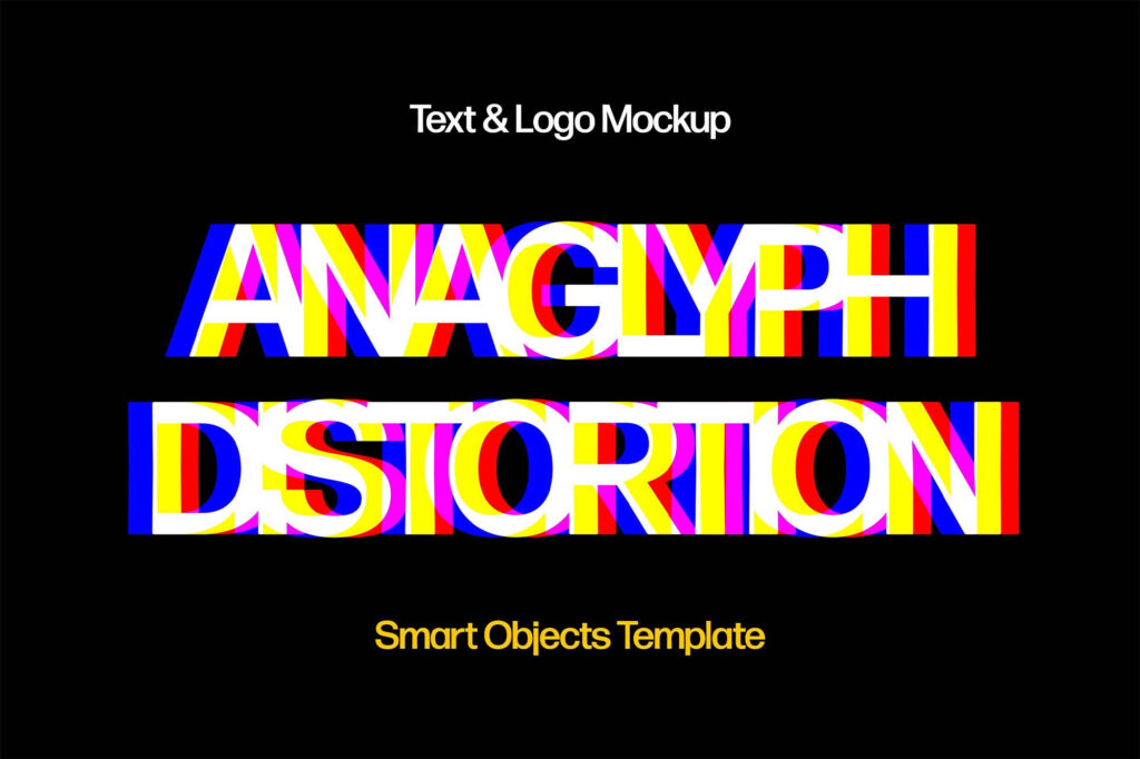 Text and Logo Anaglyph Distortion Mockup