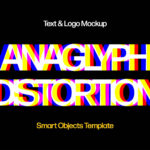 Text and Logo Anaglyph Distortion Mockup