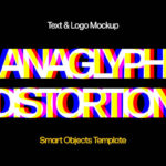 Text and Logo Anaglyph Distortion Mockup