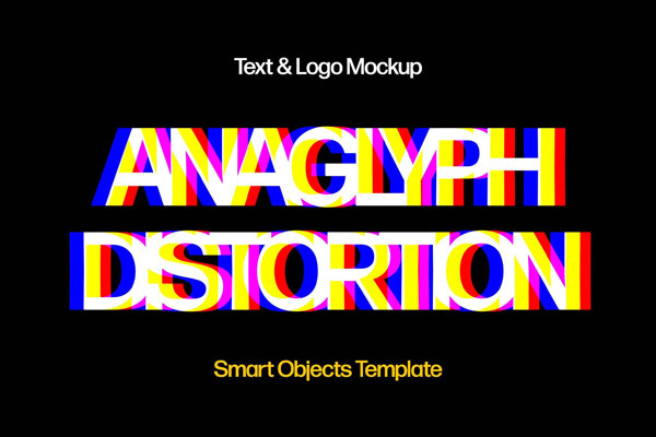 Text and Logo Anaglyph Distortion Mockup