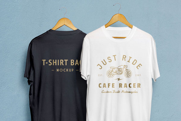 The Double T-Shirt Mockup on a Wooden Hanger