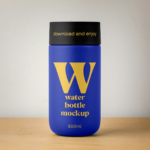 Thermos Bottle on Desk Mockup