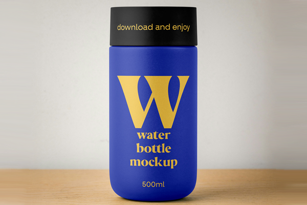 Thermos Bottle on Desk Mockup
