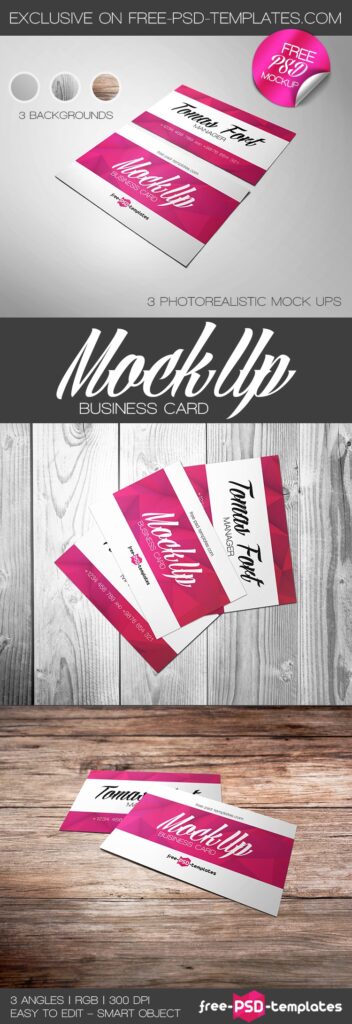 Three Business Card Mockups with 3 Different Backgrounds