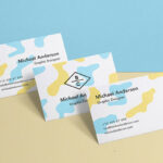 Three Business Cards Mockup in a Row