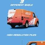 Three Cargo Van Mockups Featuring Back, Front and Side Views