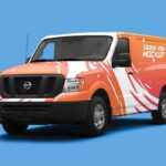 Three Cargo Van Mockups Featuring Back, Front and Side Views