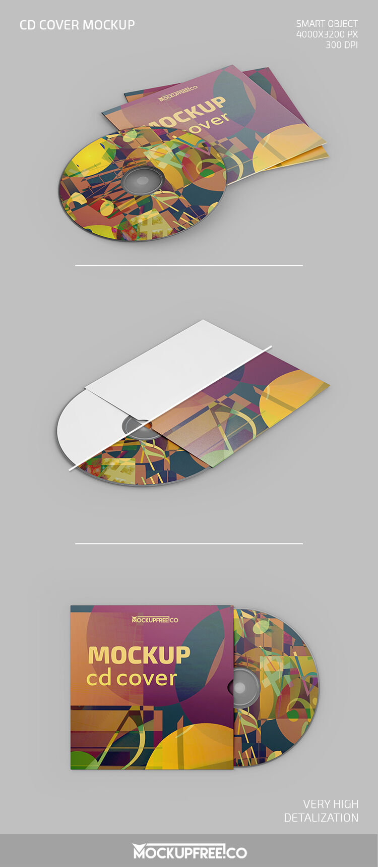 Three CD and Cover Mockups FREE PSD