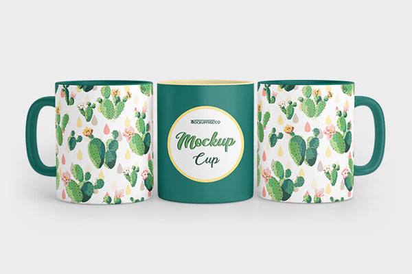 Three Coffee Mugs on a Clean Surface Mockups