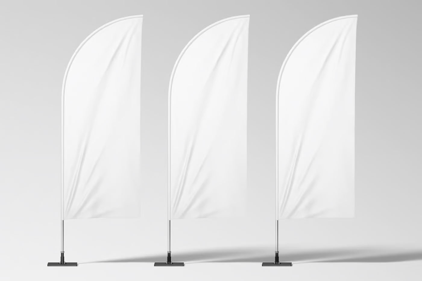 Free Three Convex Flags Mockup PSD Template