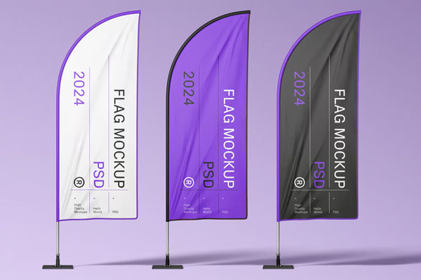 Three Convex Flags Mockup