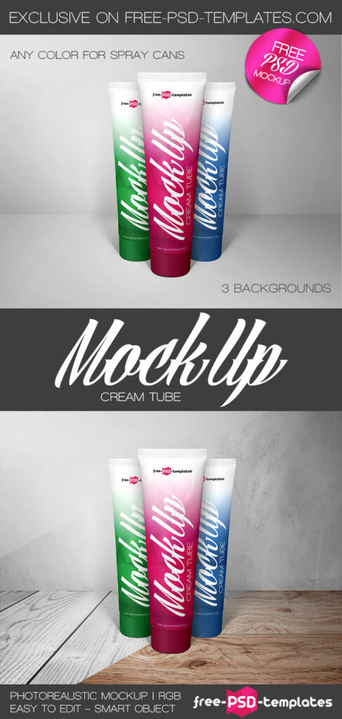Three Cream Tubes in the Front View Mockup