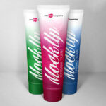 Three Cream Tubes in the Front View Mockup