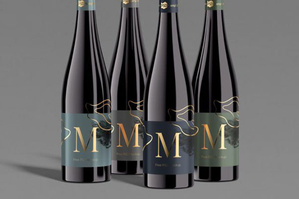 Three Elegant Wine Bottles Mockup Set