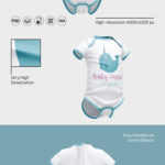Three Floating Cute Baby Onesie Mockups