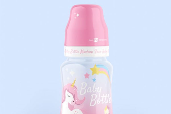 Three Front View Plastic Baby Bottle Mockups