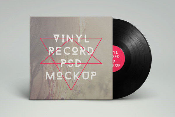 Three Front-View Vinyl Record Mockups
