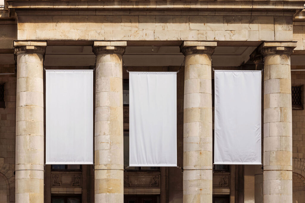 Three Hanging Banners Mockup