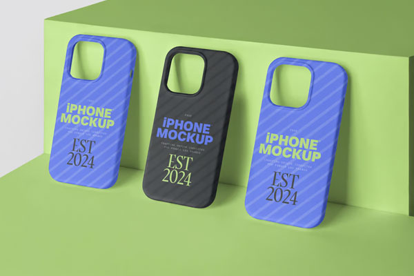 Three iPhone Cases Mockup