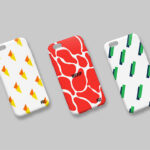 Three iPhone Cases Put Diagonally on the Surface Mockup