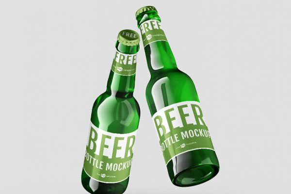 Three Isolated Beer Bottle with Caps on Mockups