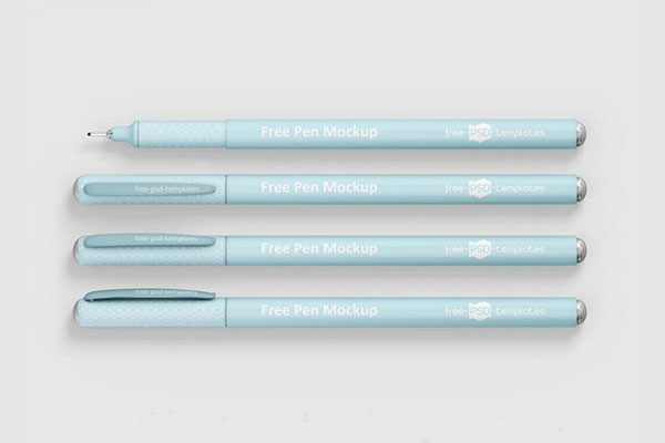 Three Matte Plastic Fineliner Pen Mockups