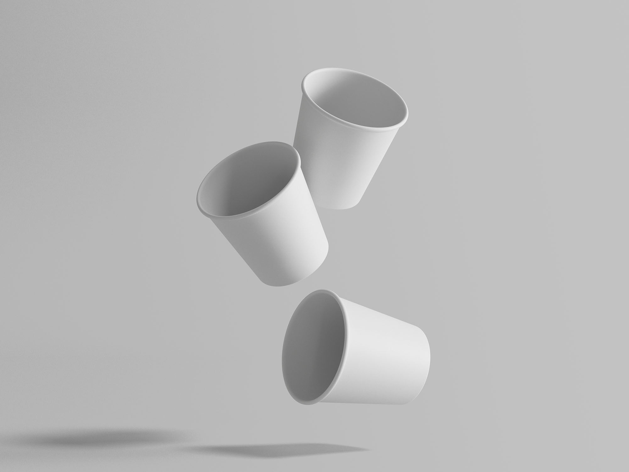 Three Mini Cups Falling Mockup FREE PSD
