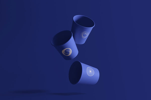 Three Mini Cups Falling Mockup