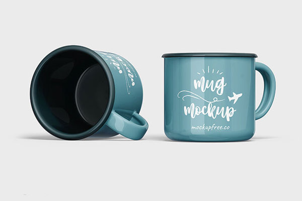 Three Mockups Featuring Front View of Mugs in Various Positions