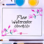Three Mockups Featuring Watercolor Painting Set