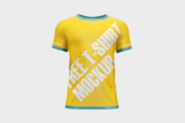 Three Mockups Showing Back, Front and Perspective View of T-shirt