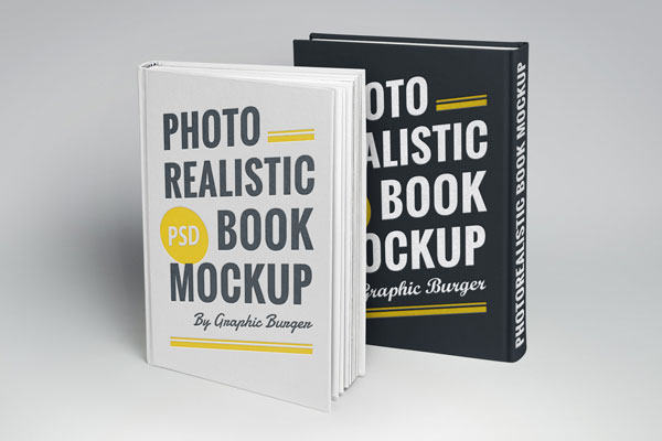 Three Mockups Showing Hardcover Books Front, Back Cover and Spine